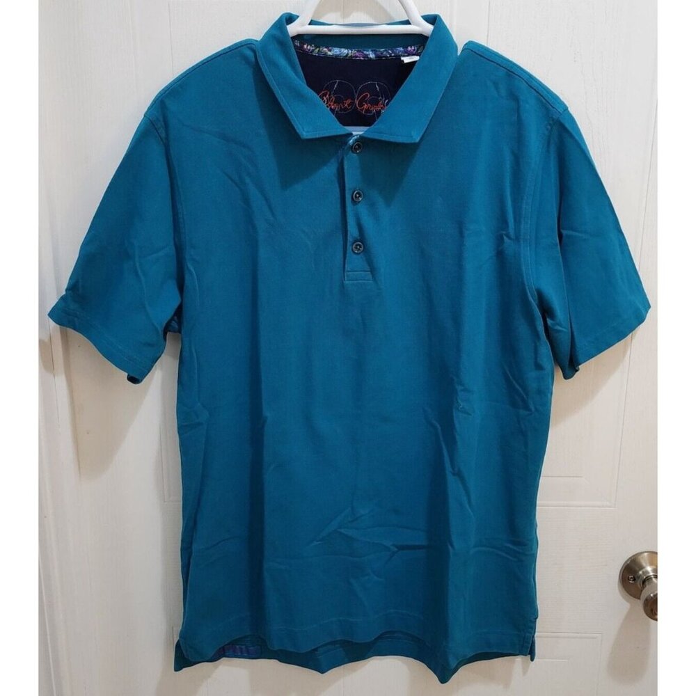 Robert Graham Classic Fit Skull Logo Blue‎ Polo Shirt Size Large 100% Cotton